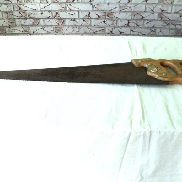 Stanley Handsaw Vintage Wooden Handle 26" Blade Made in the USA Professional - Picture 2 of 9